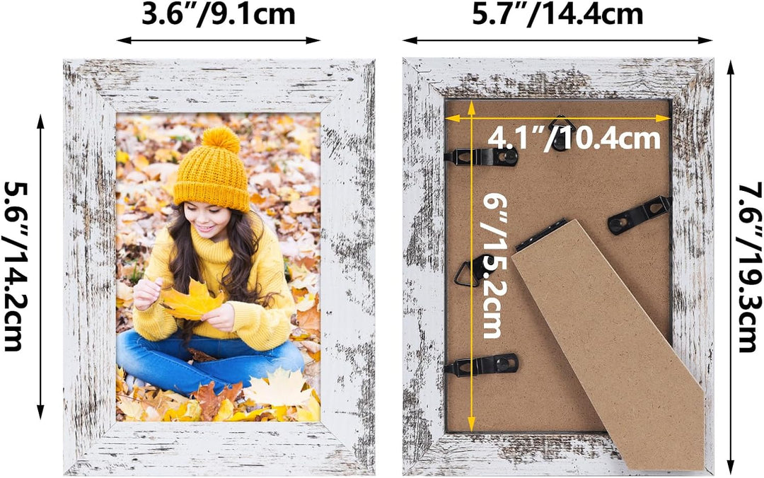 Vintage-Weiss Bilderrahmen 10x15 CM 7er-Set, Vintage-Stil ideal für Wand- und Tischaufstellung im Wo