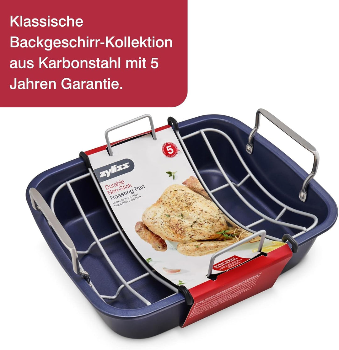 Zyliss E980206 Bratform für Braten, Antihaftbeschichtung, Carbonstahl, Dunkelblau, Backform/Backform