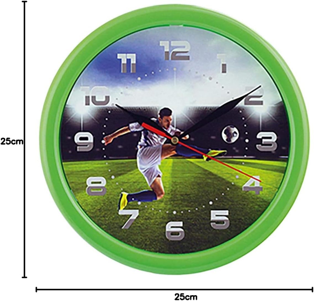 Selva Kinderwanduhr – Fussball-Motiv – ABS-Gehäuse – Plastikglas – Geräuschlos – Ø 25 cm