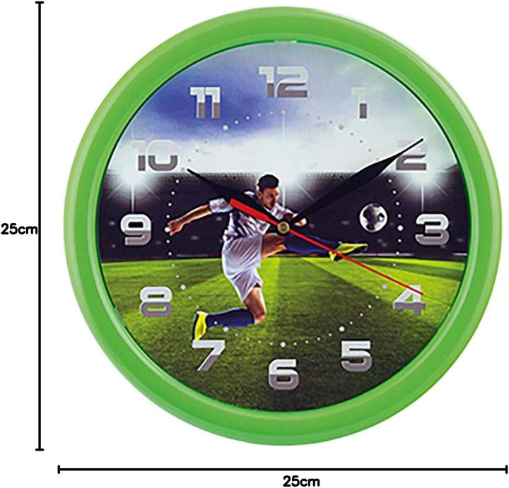 Selva Kinderwanduhr – Fussball-Motiv – ABS-Gehäuse – Plastikglas – Geräuschlos – Ø 25 cm