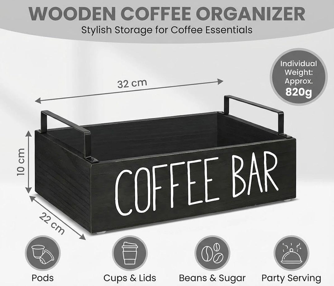 Kaffee Station Veranstalter,Kaffeebar Organizer Holz mit Fächern,Tee Aufbewahrung,Kaffee Station Auf