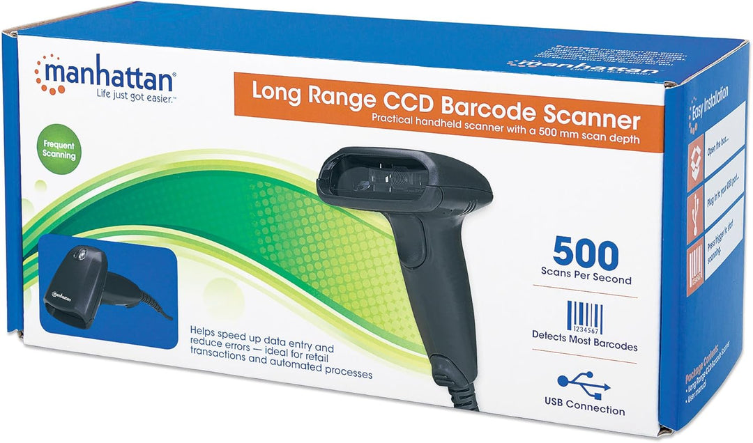 Manhattan CCD Long Range Barcodescanner 500 mm Scanreichweite USB 177672 long Range CCD 500 mm Scanb