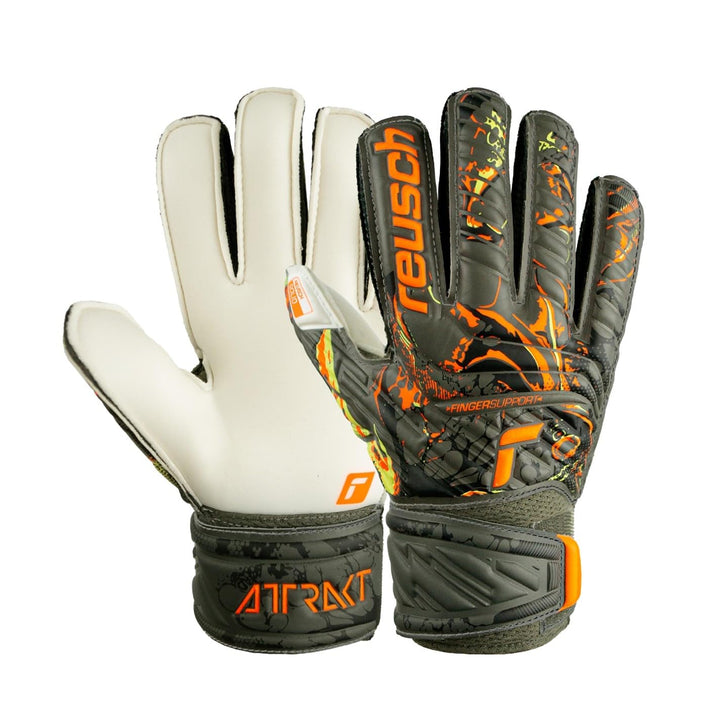 Reusch Attrakt Solid Finger Support TW-Handschuhe Kids Kinder 4 gruenorange, 4 gruenorange