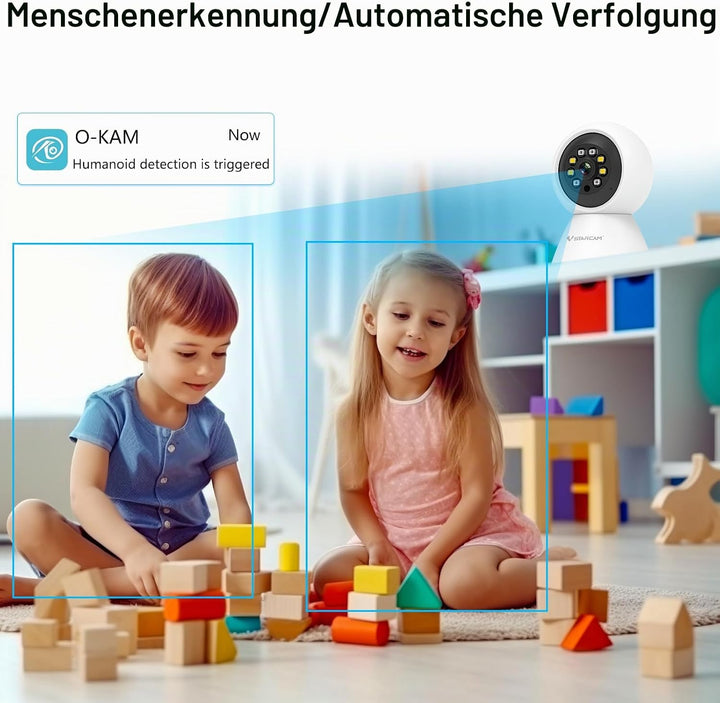 VSTARCAM WLAN Überwachungskamera Innen – 360° Pan/Tilt Kamera 3MP Full HD mit Nachtsicht, Bewegungse