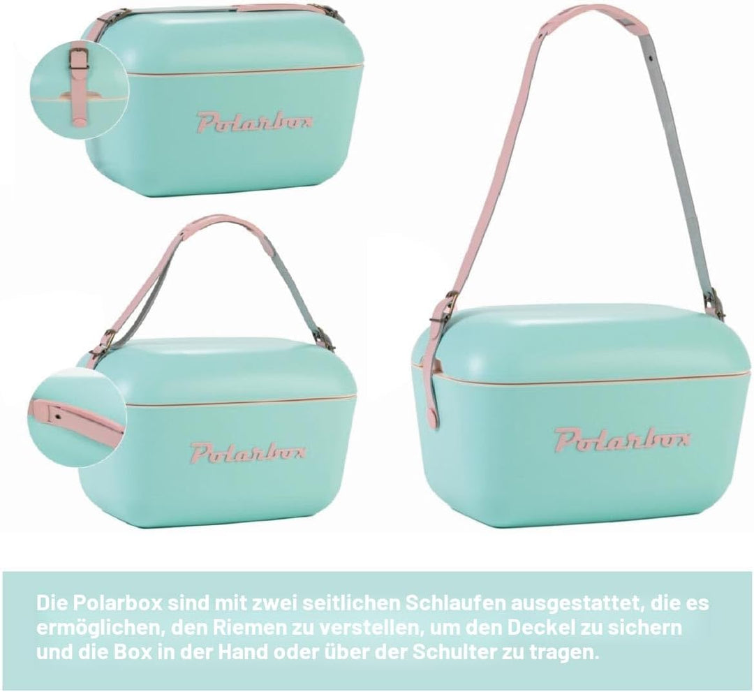 Polarbox Klassische Retro Vintage Kühlbox für Camping, Picknick, Strand, 20 l, Limette/Lila, Limette