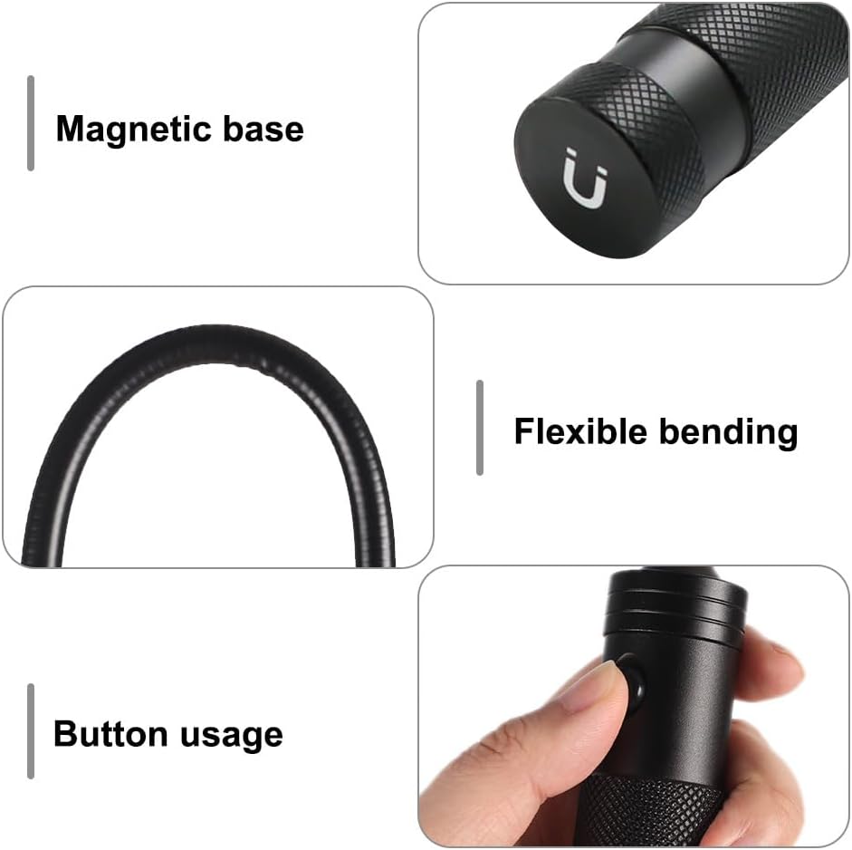 Grill Licht, 1/2 Stuck Magnetische Grilllampe mit Flexible Schwanenhals, 350Lm, 360° Drehbare Batter