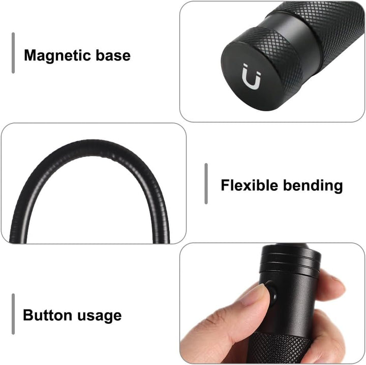 Grill Licht, 1/2 Stuck Magnetische Grilllampe mit Flexible Schwanenhals, 350Lm, 360° Drehbare Batter