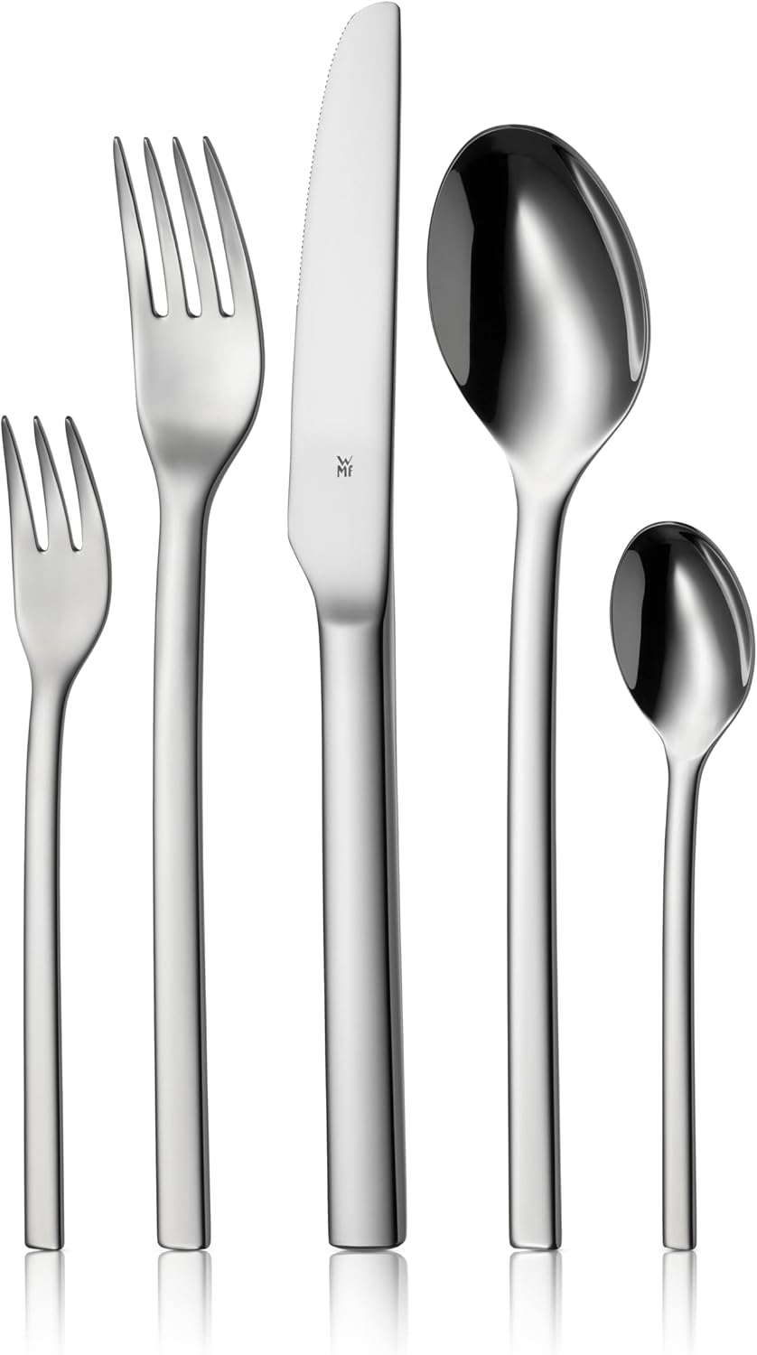 WMF Tavira Besteck Set 12 Personen, 60-teilig, Monobloc-Messer, Cromargan Edelstahl poliert, glänzen