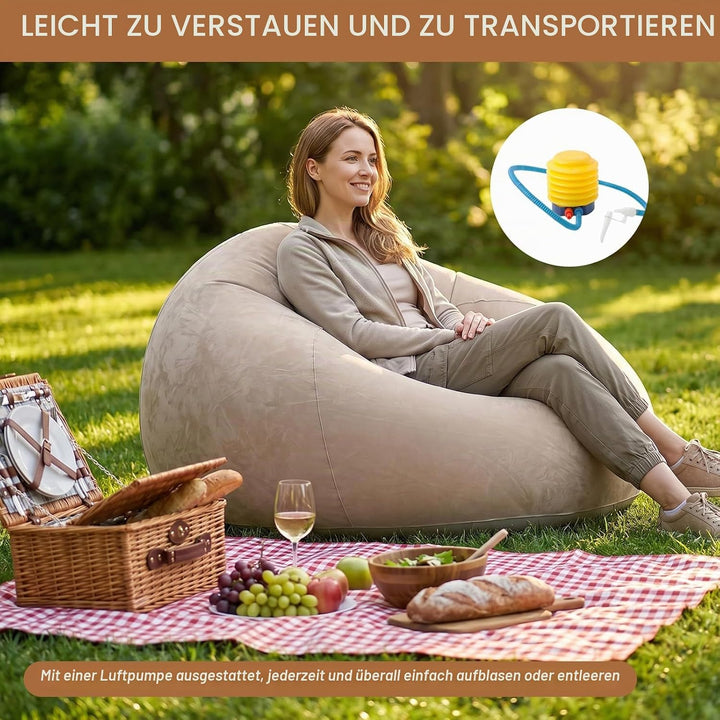 Aufblasbares Sessel Sitzsack, Tragbares Aufblasbares Luftsofa, Aufblasbarer Liegestuhl Outdoor Campi