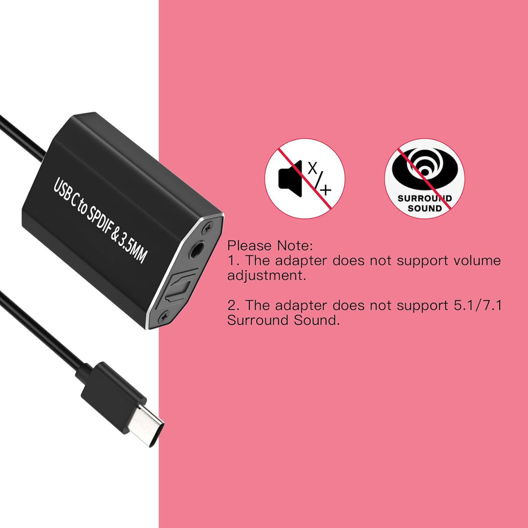 Ozvavzk USB C zu Toslink Klinke Unidirektionaler Typ C auf Optisch 3,5 mm Audio Adapter, Thunderbolt