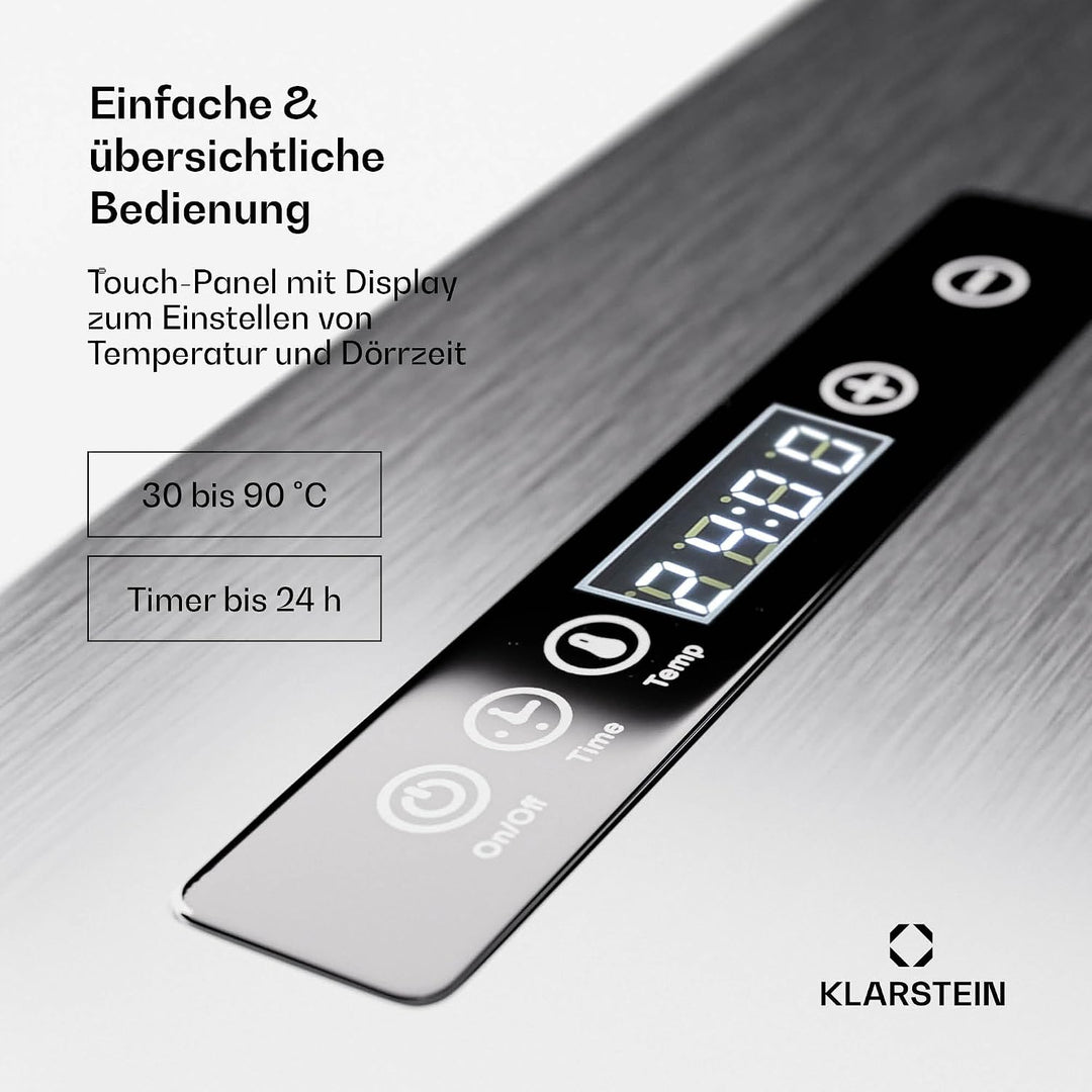 Klarstein Dörrgerät, Dörrautomat für Gemüse, Obst, Pilze &amp; Fleisch, 1500W Edelstahl-Dörrautomat, Tro