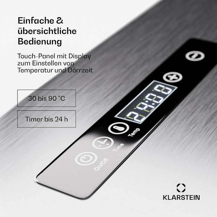Klarstein Dörrgerät, Dörrautomat für Gemüse, Obst, Pilze &amp; Fleisch, 1500W Edelstahl-Dörrautomat, Tro