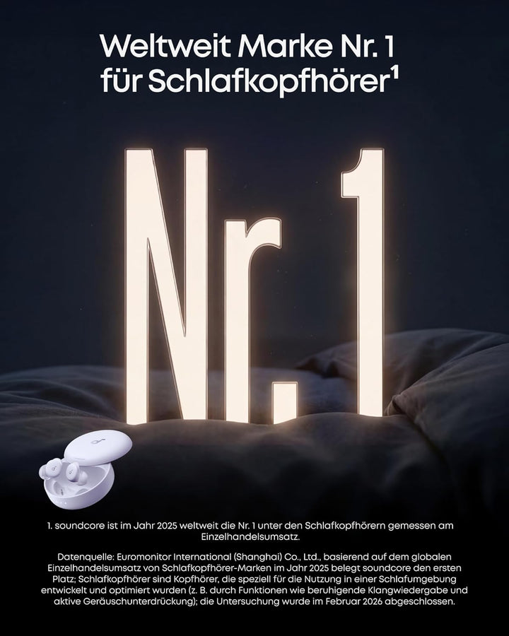 soundcore Sleep A30 von Anker, Schlafkopfhörer, Geräuschmaskierung, Bluetooth-Kopfhörer, adaptives S