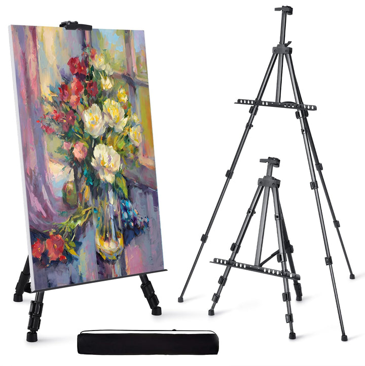 Artify 66 Inches Double Tier Easel Stand, Adjustable Height from 22-66”, Tripod for Painting and Dis