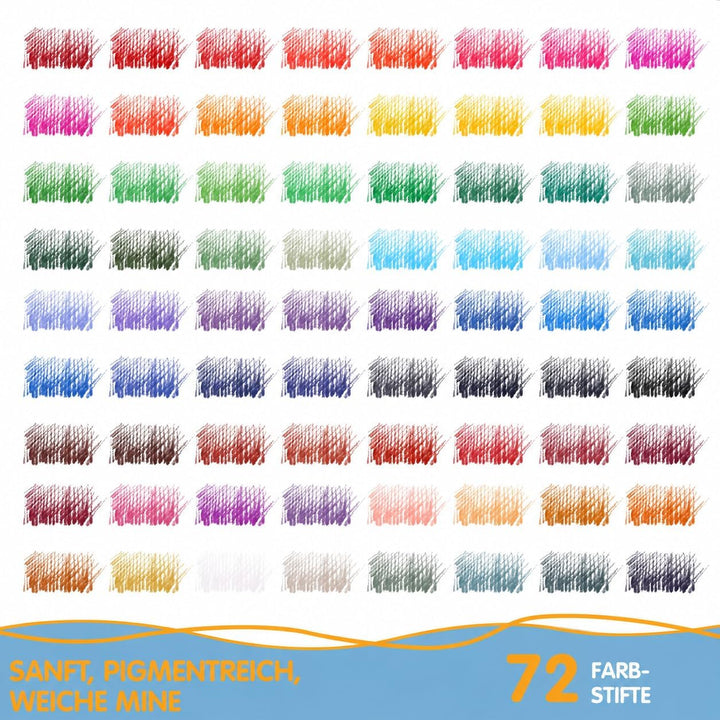 Melifluo 72 Buntstifte Set, Buntstifte 1 Malbuch,Tragbarer Premium-Reissverschlusstasche. Bundstifte