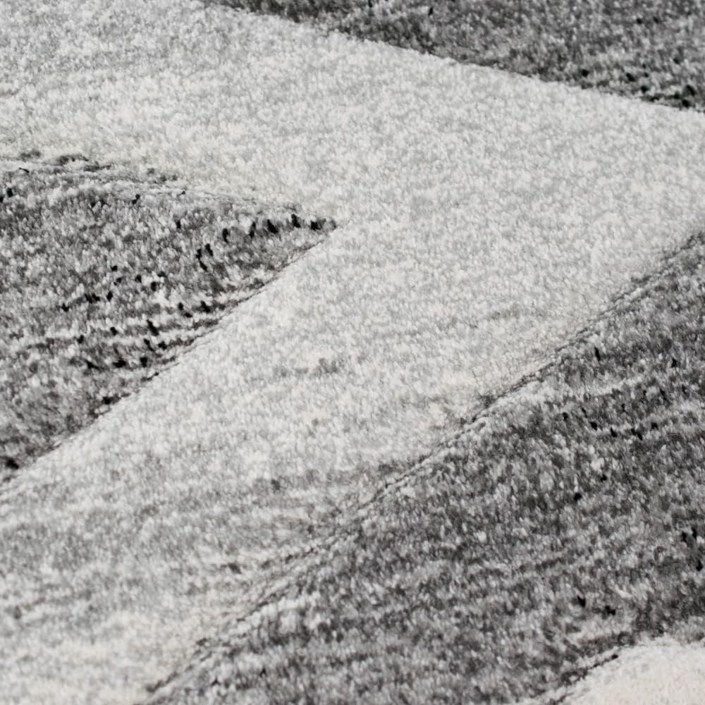 Modern Abstrakter Teppichläufer mit Rautenformen | pflegeleicht | Creme-grau, Grösse 60x110 cm 60 x