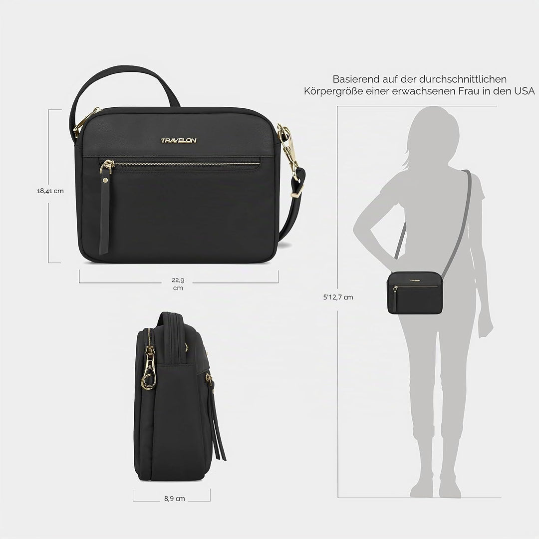 Travelon Unisex Addison Umhängetasche Einheitsgrösse Schwarz, Einheitsgrösse Schwarz