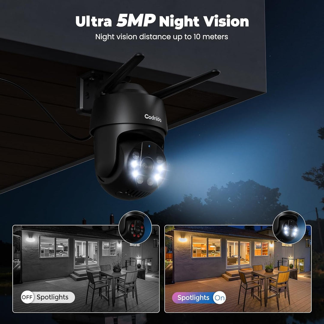 5MP Überwachungskamera Aussen WLAN,2,4/5Ghz WiFi Kamera Outdoor mit Bewegungsmelder,Automatische Ver