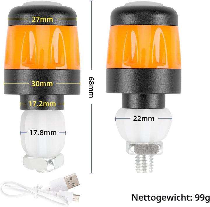 Fututech LED-Lenkerleuchte, wasserdicht, für Elektroroller, Lenkerstopfen für Xiaomi, Blinker, wiede