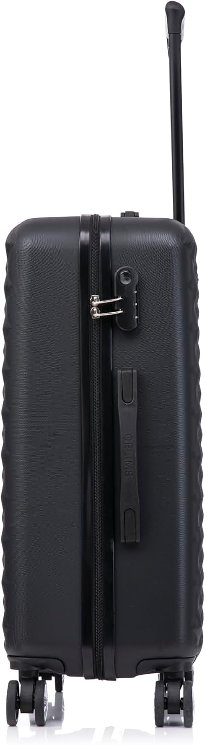 CELIMS - Reisekoffer mit 360 Grad drehbaren Rollen, Schwarz , Lot de 4 valises + 2 Vanity Cases, Har