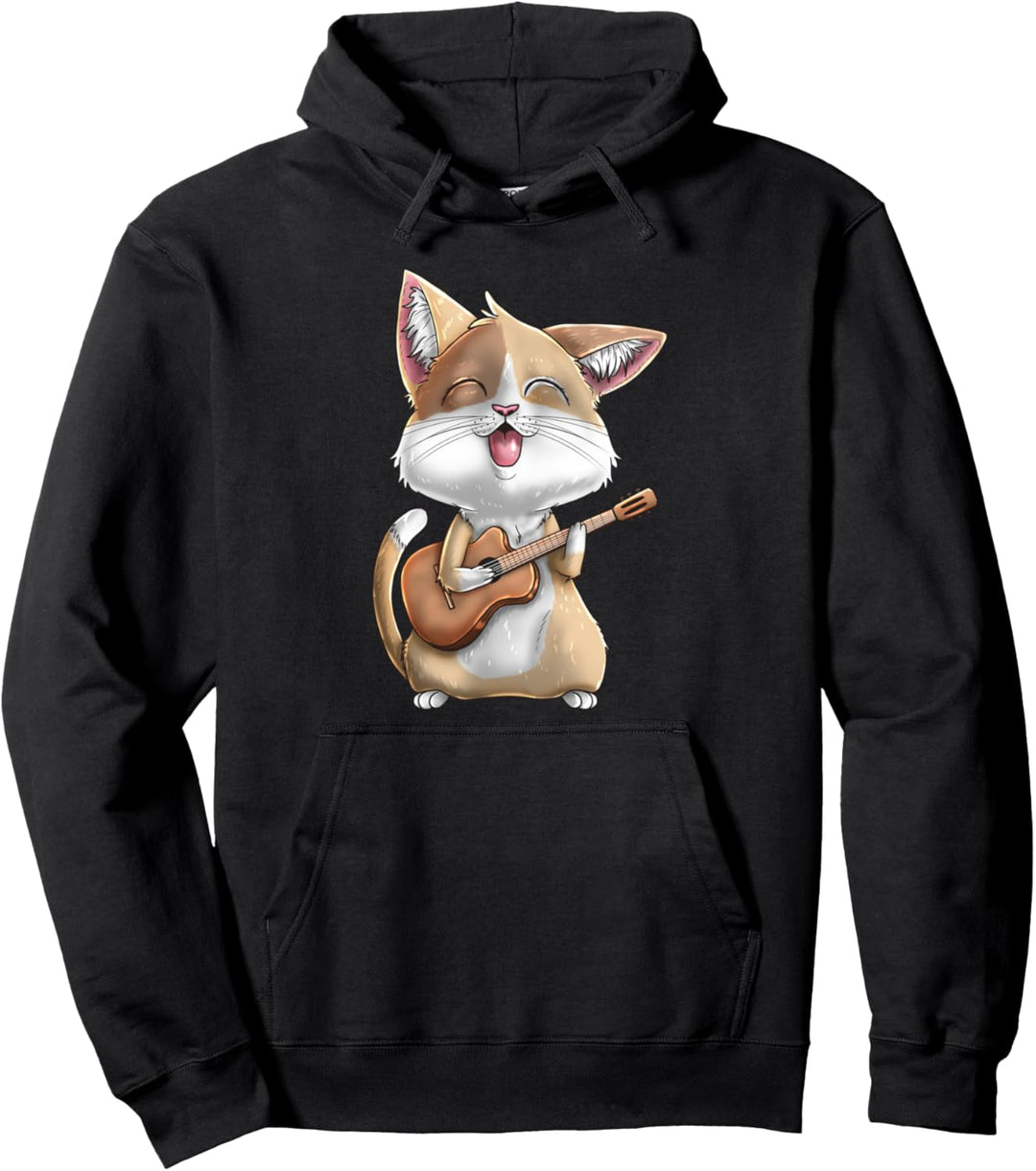 Kitty Cat Singing Guitar Player Musician Music Guitarist Pullover Hoodie