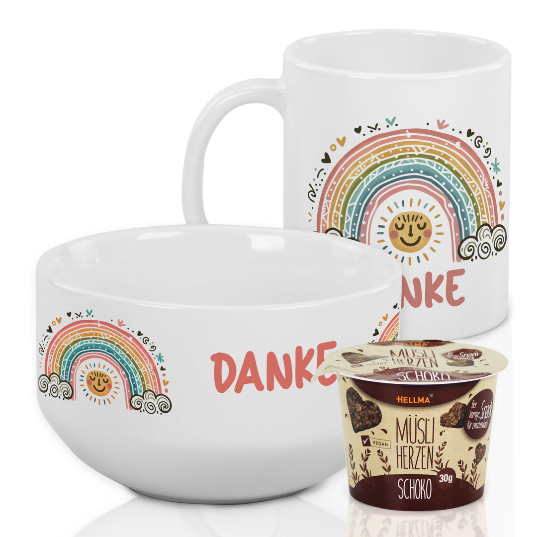 GRAZDesign Personalisierte Müslischale mit Tasse Erzieherin | Frühstücksset als Abschiedsgeschenk im