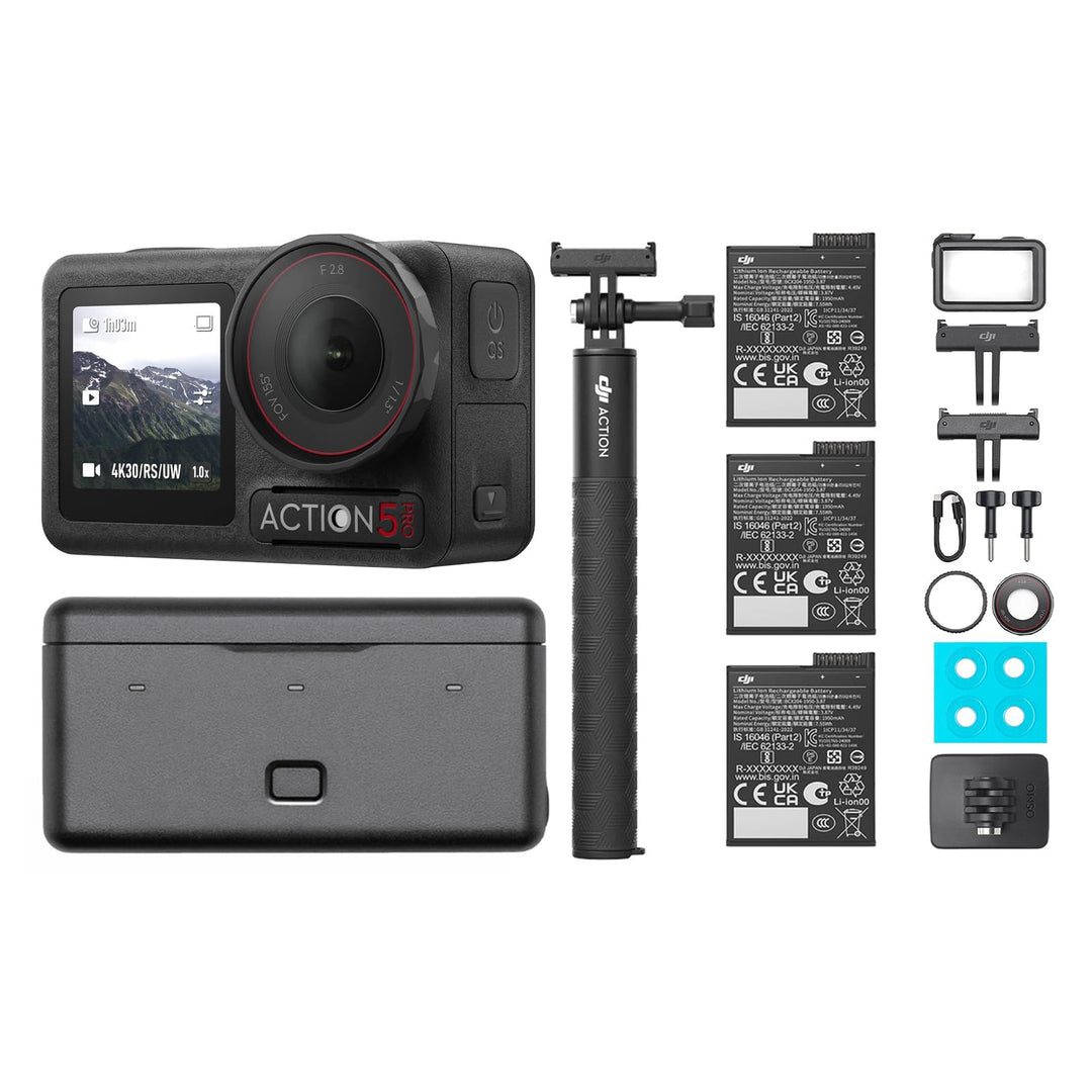 DJI Osmo Action 5 Pro Adventure Combo mit Zubehör, Action Cam 4K mit 1/1.3" Sensor, 12 Std. verlänge