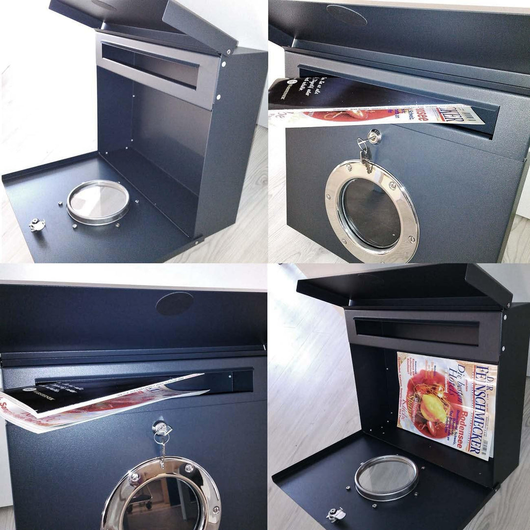 Radius Design Edelstahl-Briefkasten Letterman 1 mit Sichtfenster und verdecktem Schloss, Wand-Briefk