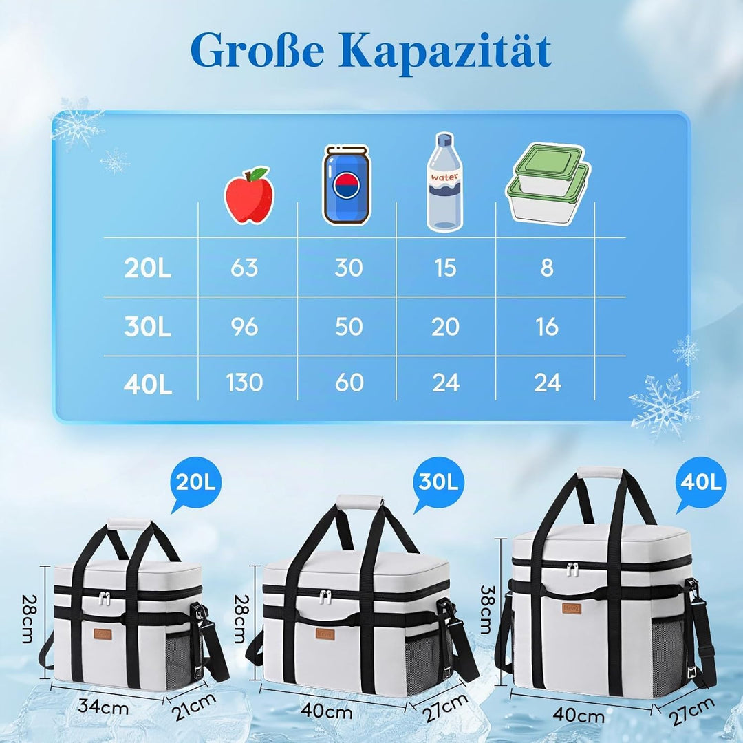 Lifewit Kühltasche 20L 30 Dosen, Faltbar Picknicktasche für Essen &amp; Getränke, Kühlbox Tragbare Eista