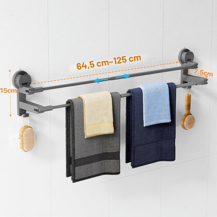 COCASES Handtuchhalter Saugnapf ohne Bohren Bad Handtuchstange Doppelt für Duschwand ohne Kleben Tow