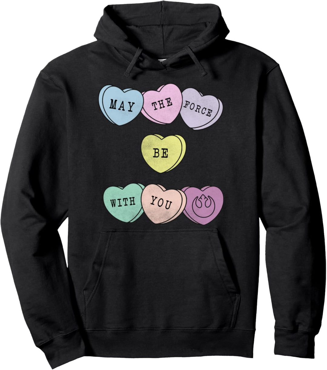 Star Wars May The Force Be With You Candy Hearts Text Pullover Hoodie