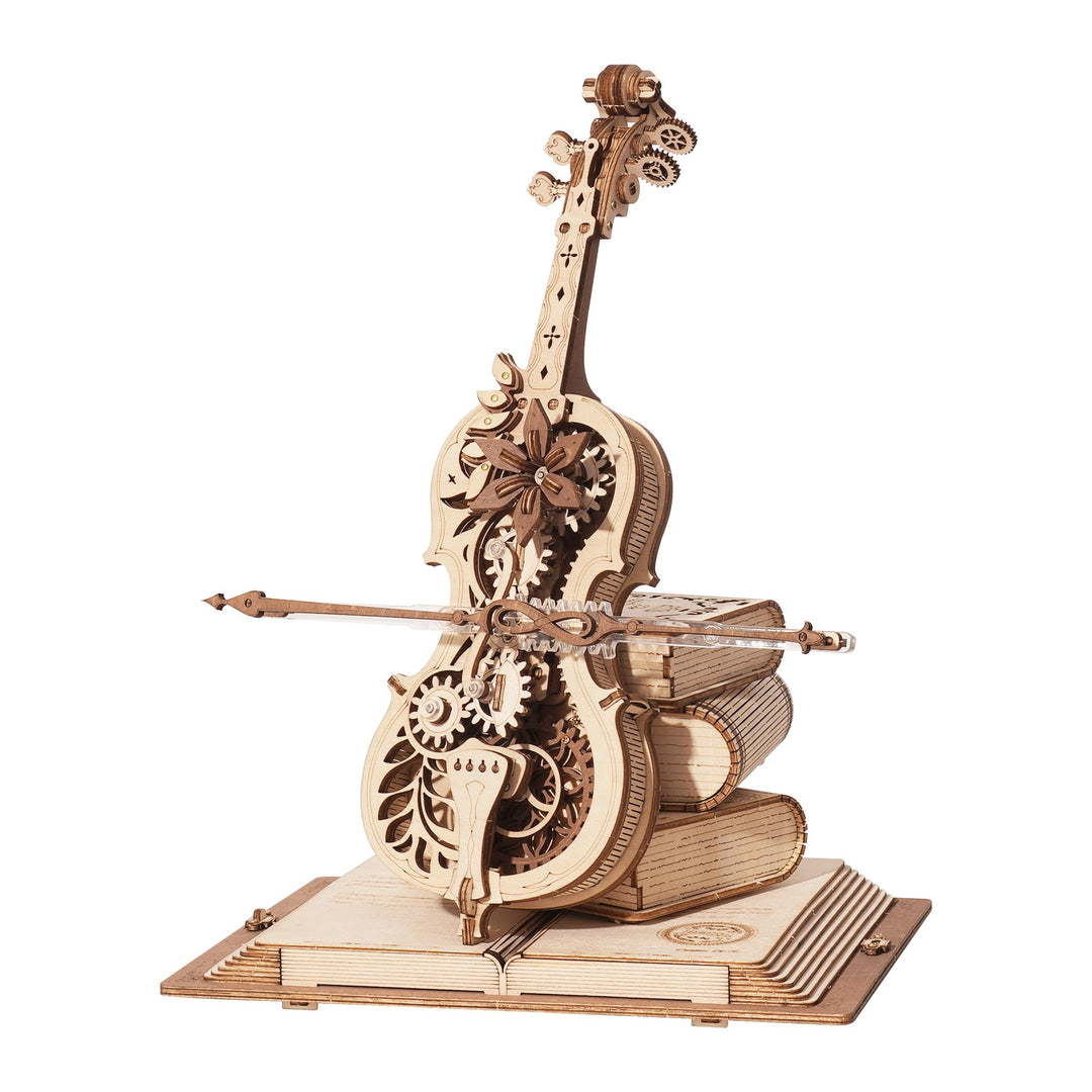ROKR 3D Holz Puzzle Modellbausatz Spieluhr, DIY Holzpuzzle Magisches Cello Geschenke und Dekoration
