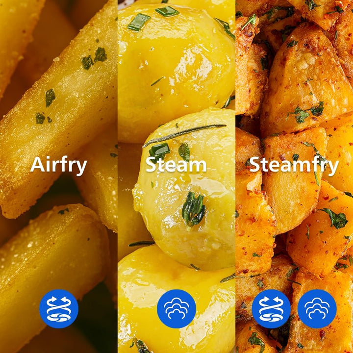 Philips Steam Airfryer 5000 Series Dual Basket Heissluftfritteuse mit Dampfgar-Funktion & 2 Körben –