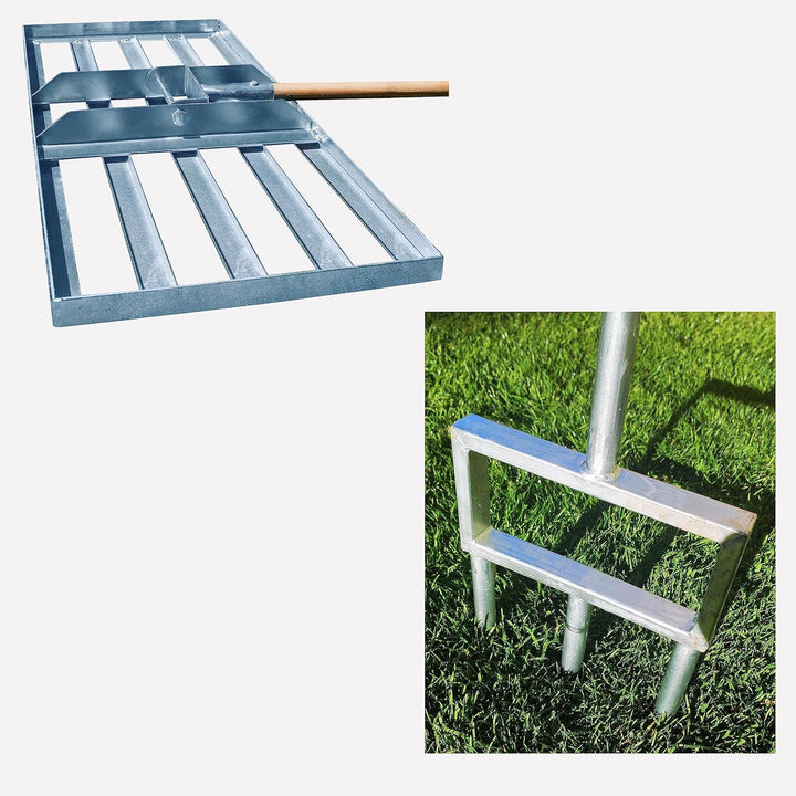 SattesGrün Rasenpflege Set bestehend aus Aerifizierer und 75cm x 35cm Rasenrakel |Rasenbelüfter Fläc