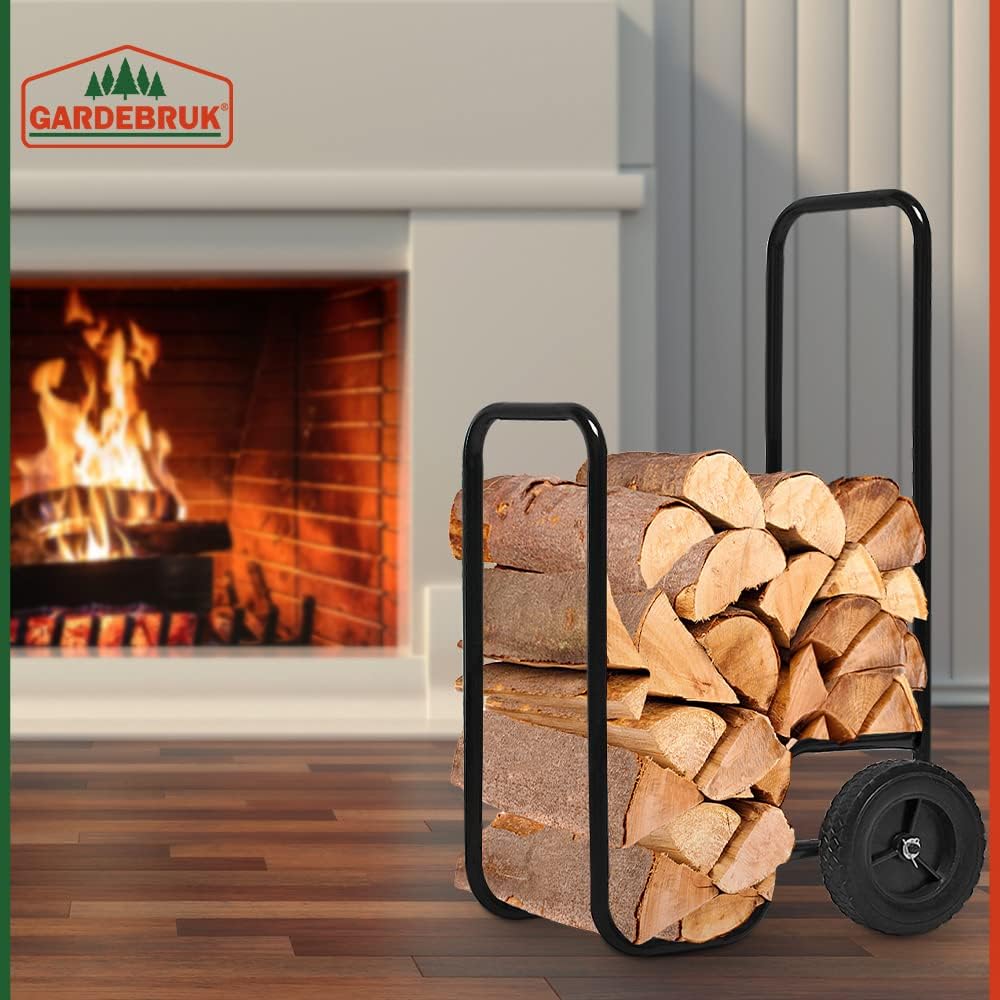 Gardebruk Kaminholzwagen Gross 105x56x45cm 80 kg Stahl Brennholzkarre Holzwagen Holzkorb Sackkarre T