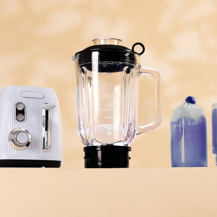 Cecotec Standmixer Retro Power Black Titanium RetroBlue, 1200 W maximale Leistung, 1,5 L Glasbehälte