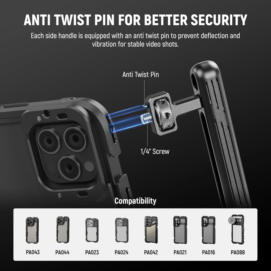 NEEWER 2er Pack drehbarer Seitengriff/Obergriff,Aluminiumgriff nur für iPhone 15 Samsung S22 S23 Tel