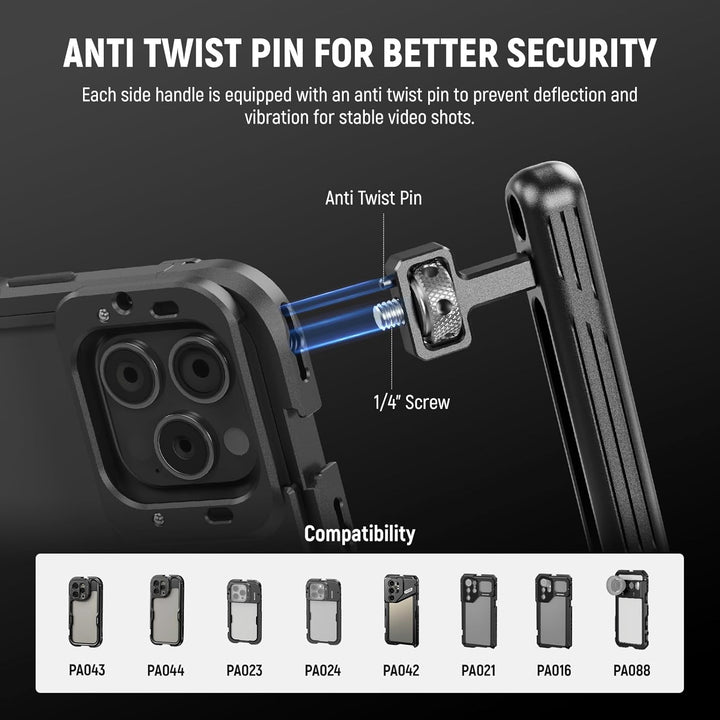 NEEWER 2er Pack drehbarer Seitengriff/Obergriff,Aluminiumgriff nur für iPhone 15 Samsung S22 S23 Tel