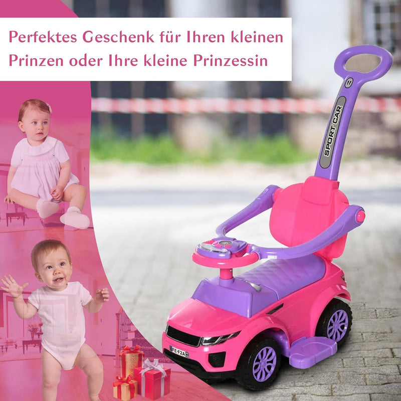 COIL Rutschauto mit der Schiebestange 614W Rutscher Babyrutscher Rutschfahrzeug Rosa, Rosa