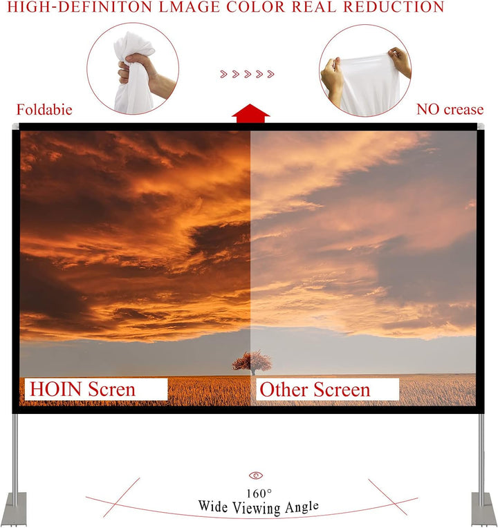 Projektion Leinwand mit Stand 100 Zoll HD 4K Outdoor Indoor Projector Screen Schnelles Falten Tragba