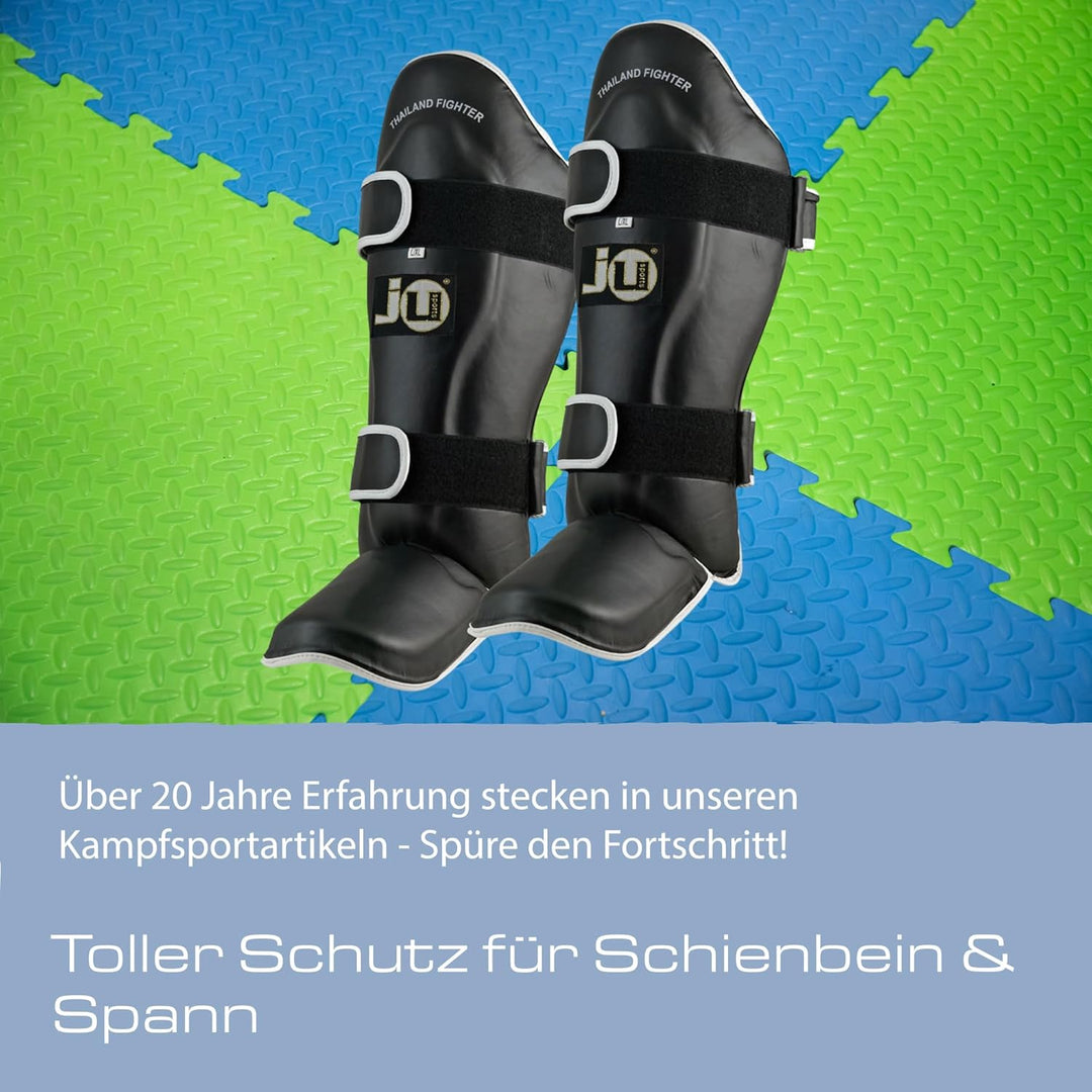 Ju-Sports Schienbein-Spannschutz, PU I Vorgebogener Schienbeinschoner Spannschutz I Gut für Kampfspo