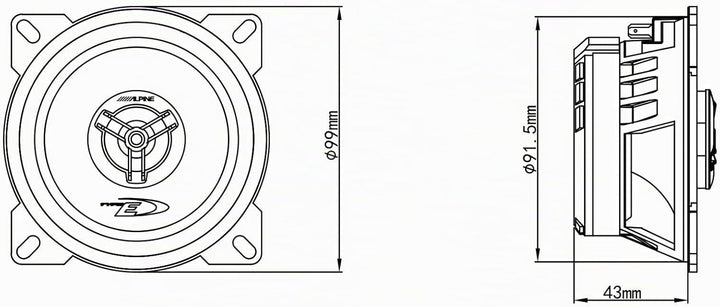 Alpine Electronics 10cm (4-Zoll) 2-Wege Koaxiallautsprecher