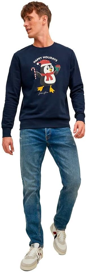 JACK &amp; JONES Toon Crew Neck Christmas Jumper L Marineblauer Blazer, L Marineblauer Blazer