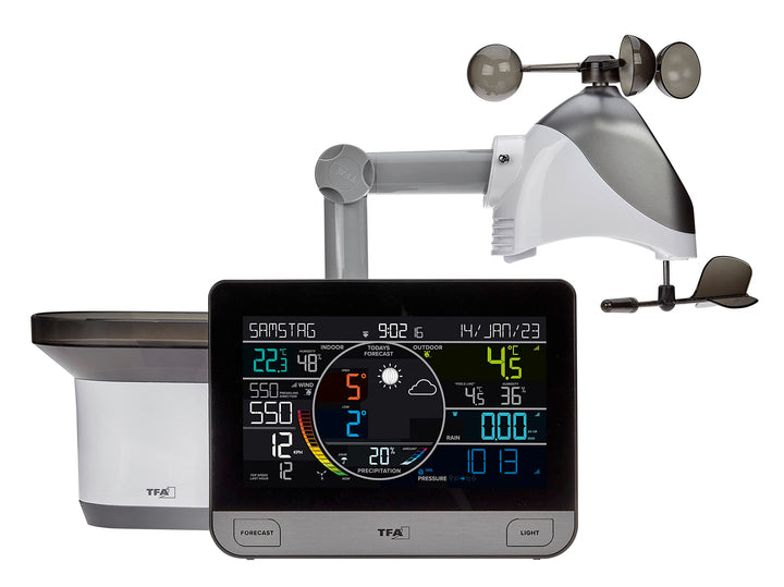 TFA Dostmann Wetterstation WLAN View PRO 6-in-1, 35.8003.01, mit Aussensensor Wind/Temperatur/Luftfe