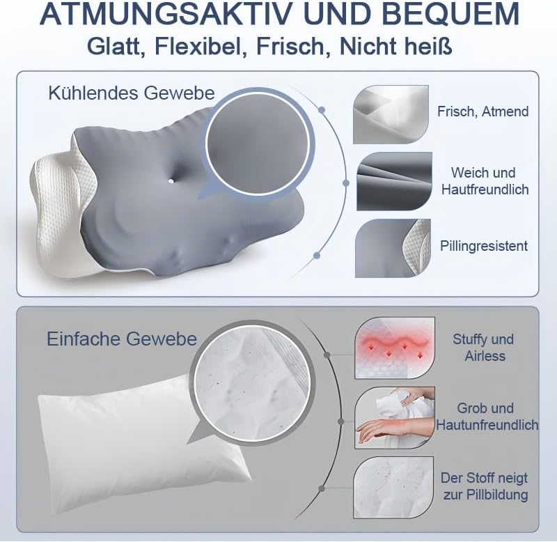 Seitenschläferkissen aus Memory Foam, Ergonomisches Nackenstützkissen Kopfkissen, Orthopädisches Nac