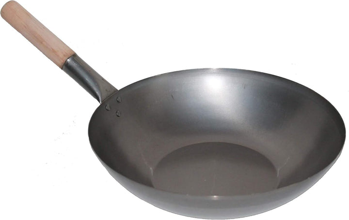 AAF Nommel ®, Wok Pfanne Flacher Boden Ø 40 cm aus Karbon Stahl, für Gas und Induktionskochfelder, m