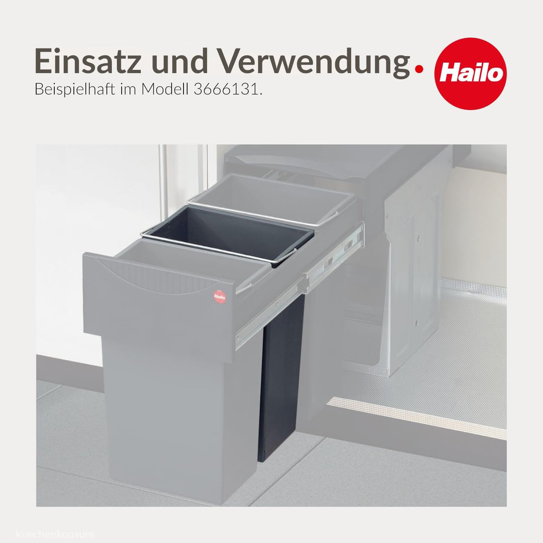 Hailo Inneneimer anthrazit 10L | Kunststoff mit Henkel | Ersatz-Inneneimer für Abfallsammler Terzett