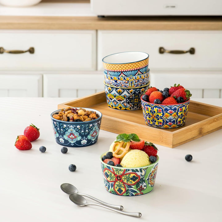 HENXFEN LEAD Soufflé Förmchen 6er Set, 175ml Creme Brulee Schälchen Set, Kleine Auflaufformen in Bun