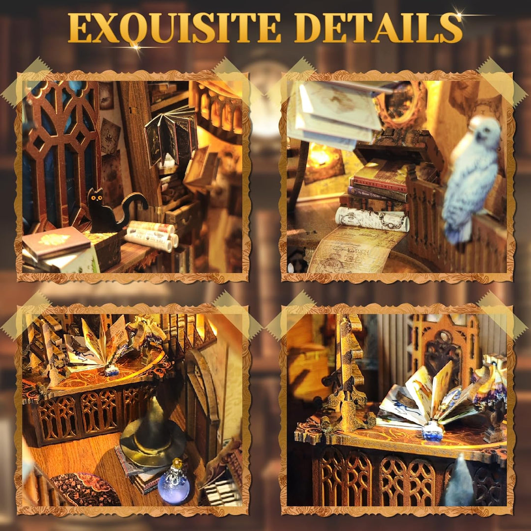 RONSTONE DIY Magische Welt Book Nook Kit, DIY Puppenhäuser Miniatur Haus Kit mit Staubschutzhülle un