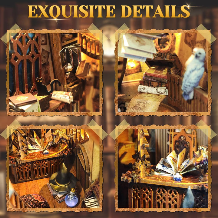RONSTONE DIY Magische Welt Book Nook Kit, DIY Puppenhäuser Miniatur Haus Kit mit Staubschutzhülle un